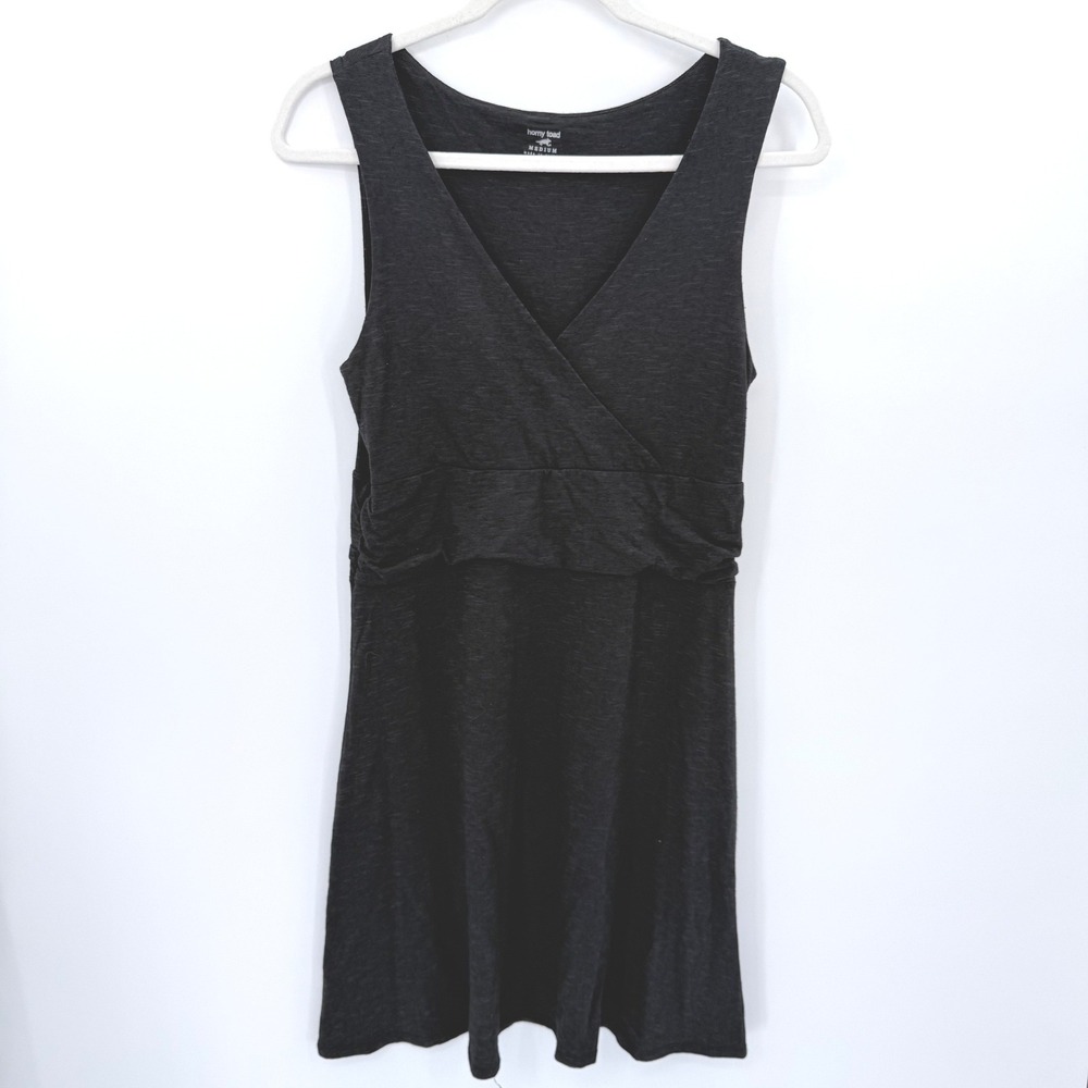 Horny Toad‎ Womens Charcoal Grey Tencel Organic Cotton Wrap Empire Mini Dress M